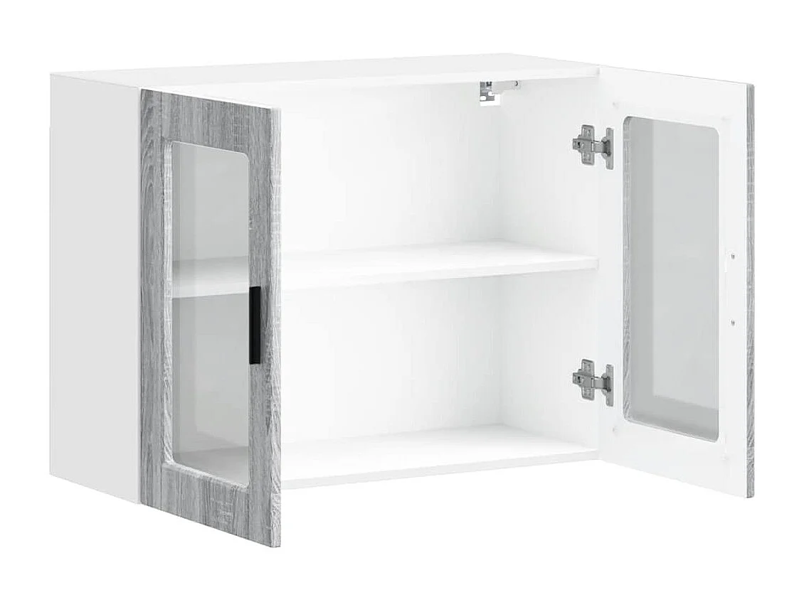 Küchen-Hängeschrank mit Glastür Porto Grau Sonoma