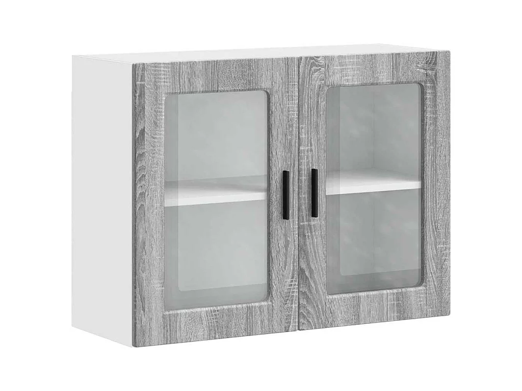 Küchen-Hängeschrank mit Glastür Porto Grau Sonoma