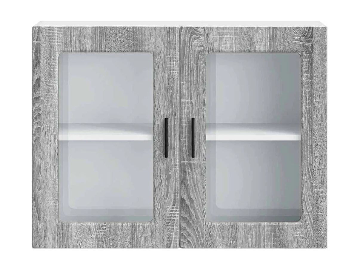 Küchen-Hängeschrank mit Glastür Porto Grau Sonoma