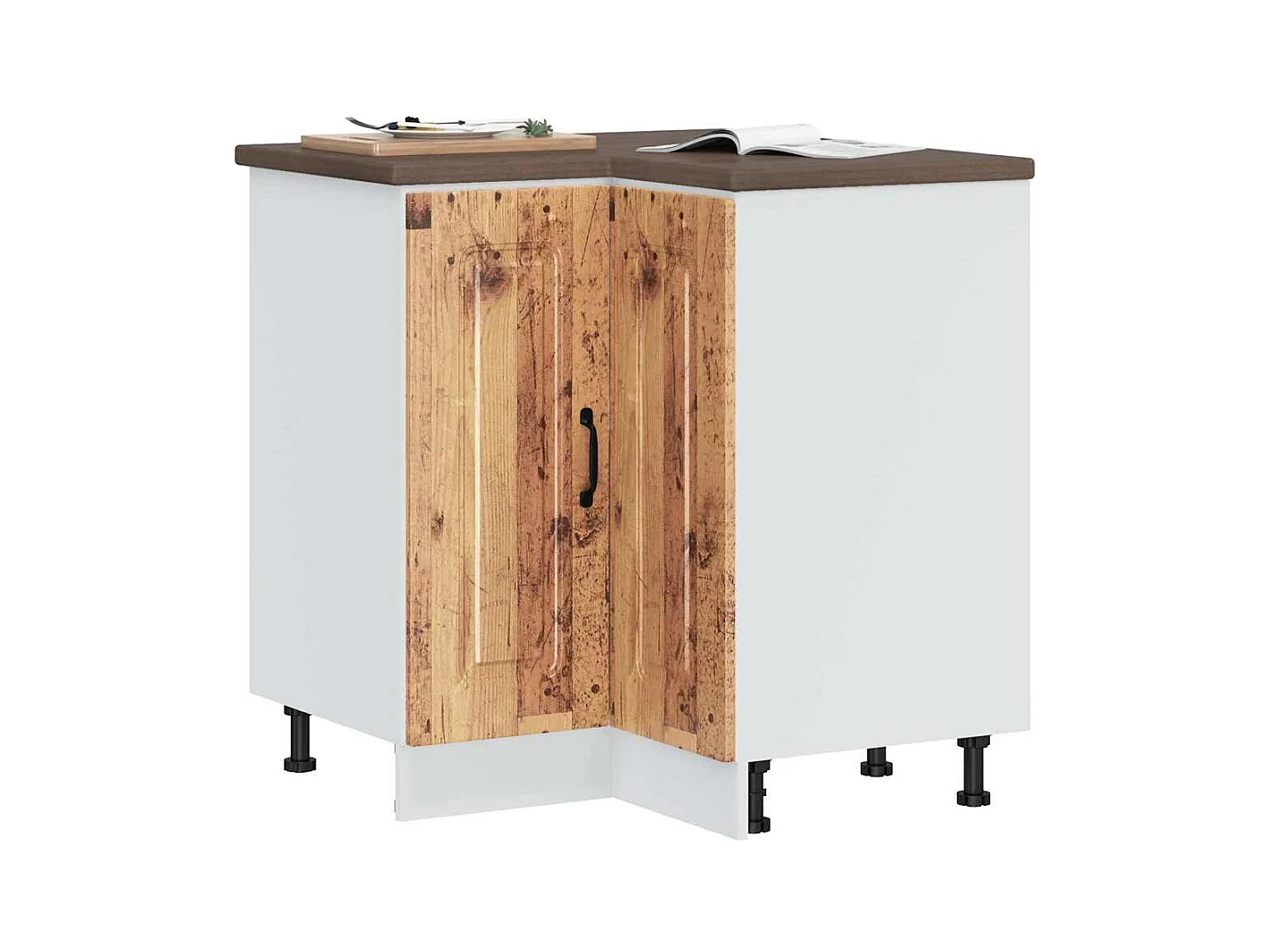 Armoire d'angle de cuisine Kalmar vieux bois bois d'ingénierie