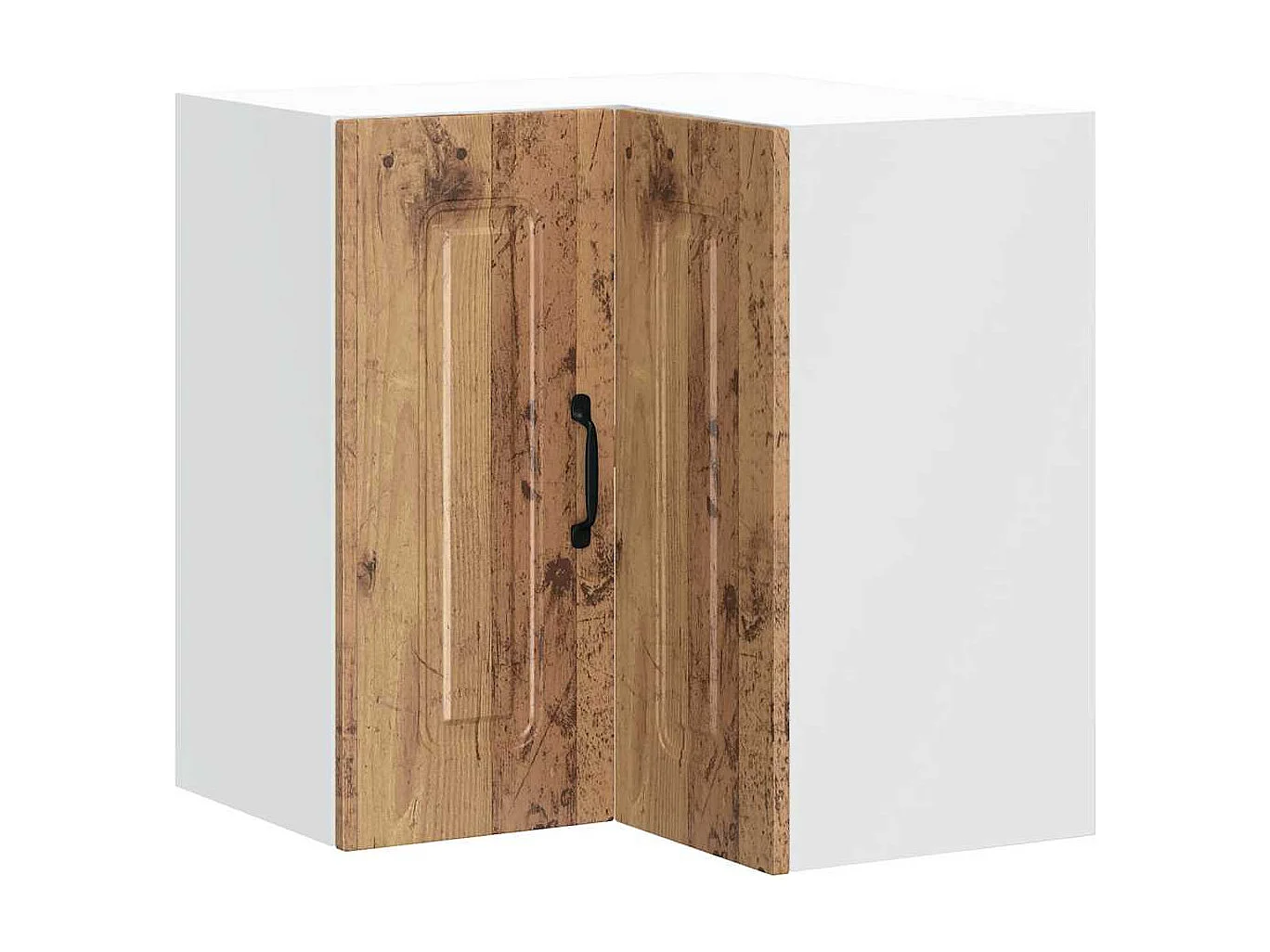 Keukenwandhoekkast Kalmar bewerkt hout oud houtkleurig