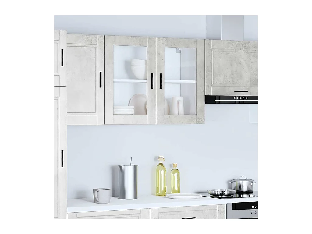 Armario de pared para cocina puerta cristal Porto gris hormigón