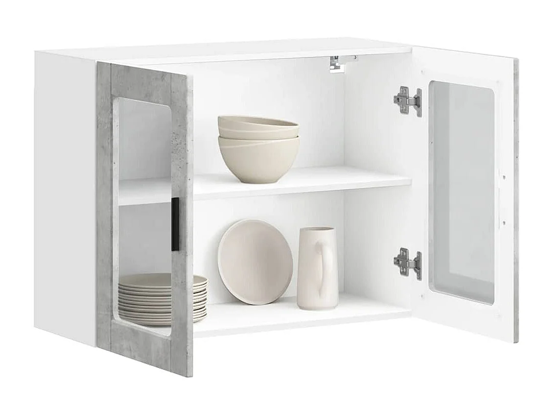 Armoire murale de cuisine avec porte en verre Porto gris béton