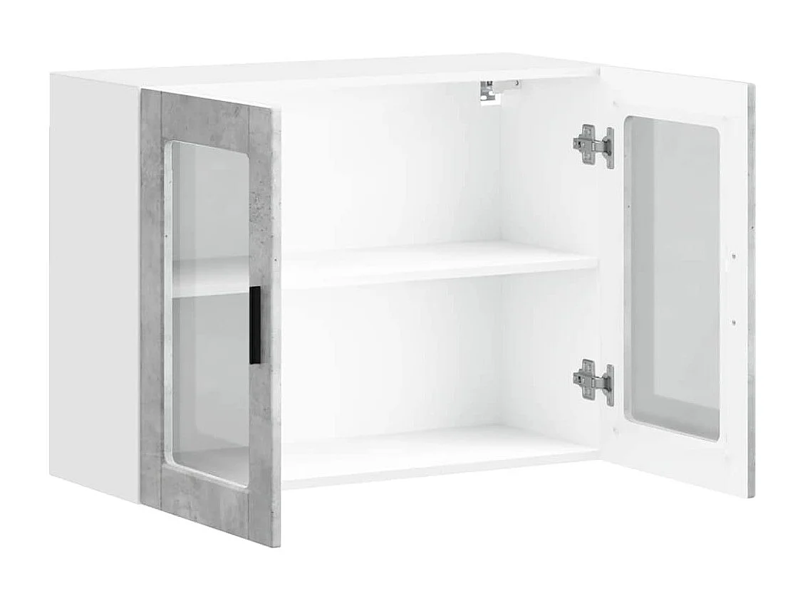 Armoire murale de cuisine avec porte en verre Porto gris béton