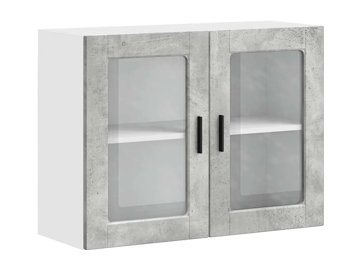 Armoire murale de cuisine avec porte en verre Porto gris béton