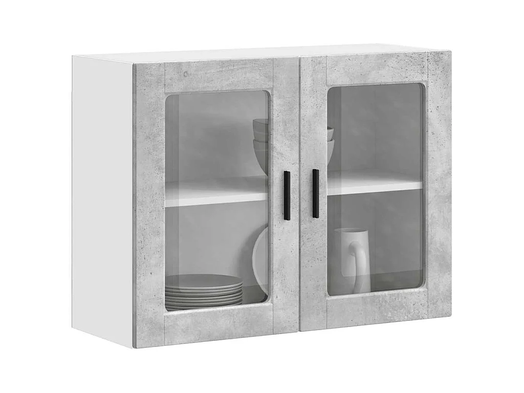 Armoire murale de cuisine avec porte en verre Porto gris béton