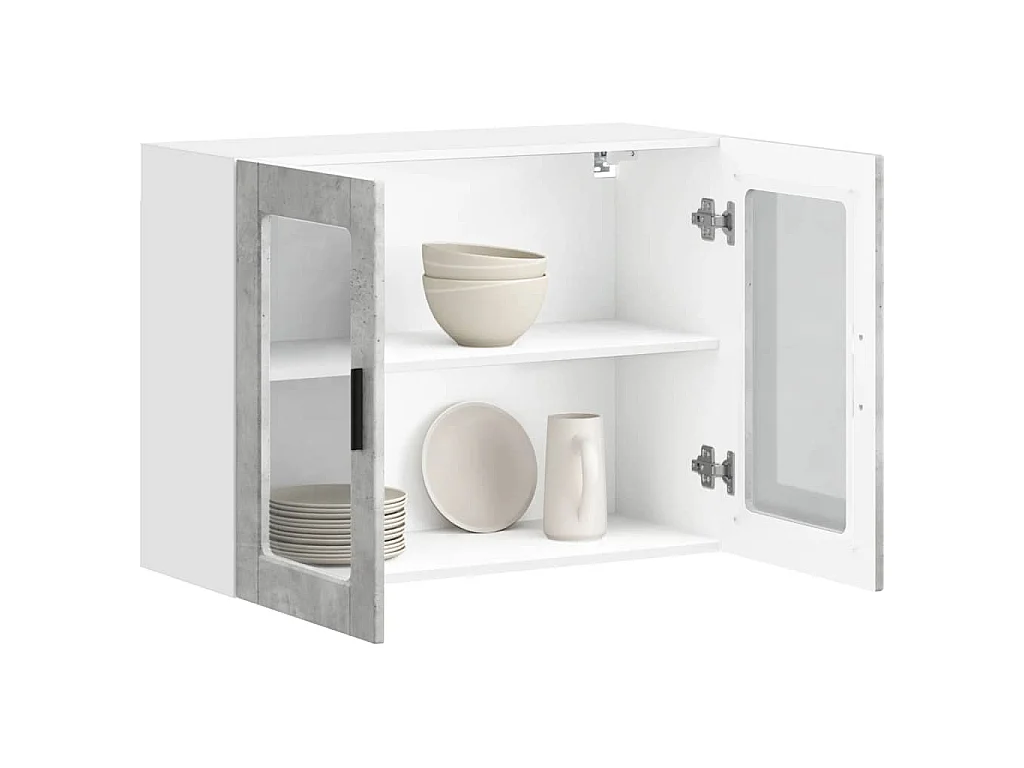 Armoire murale de cuisine avec porte en verre Porto gris béton