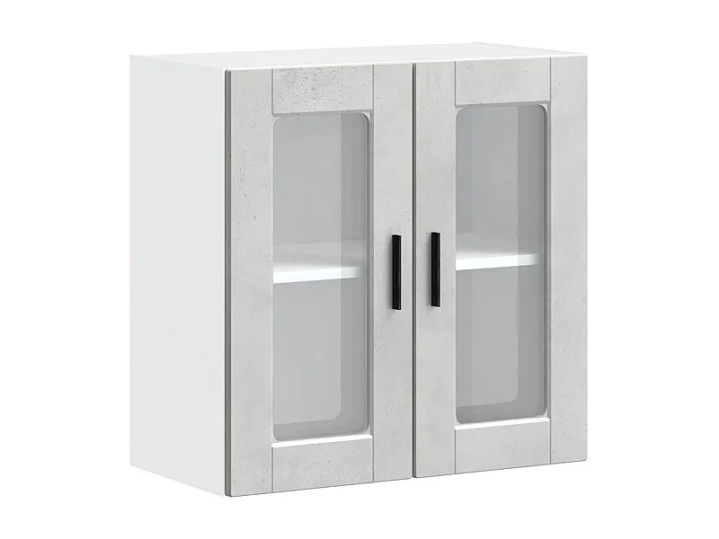 Armoire murale de cuisine avec porte en verre Porto gris béton