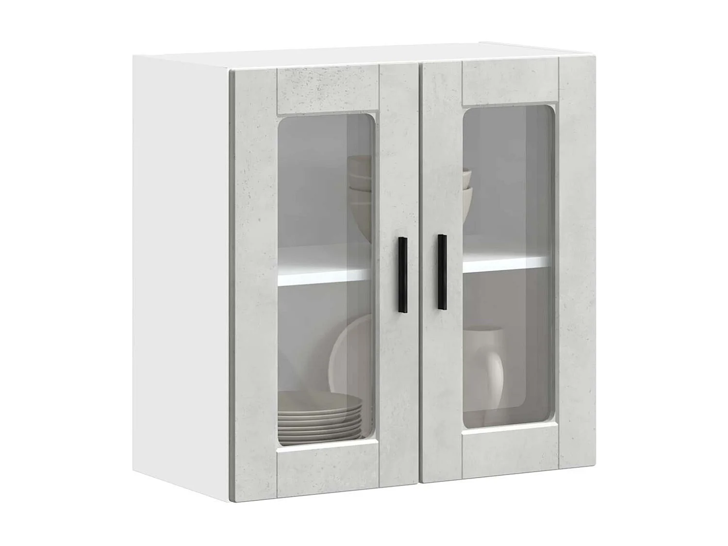 Armoire murale de cuisine avec porte en verre Porto gris béton