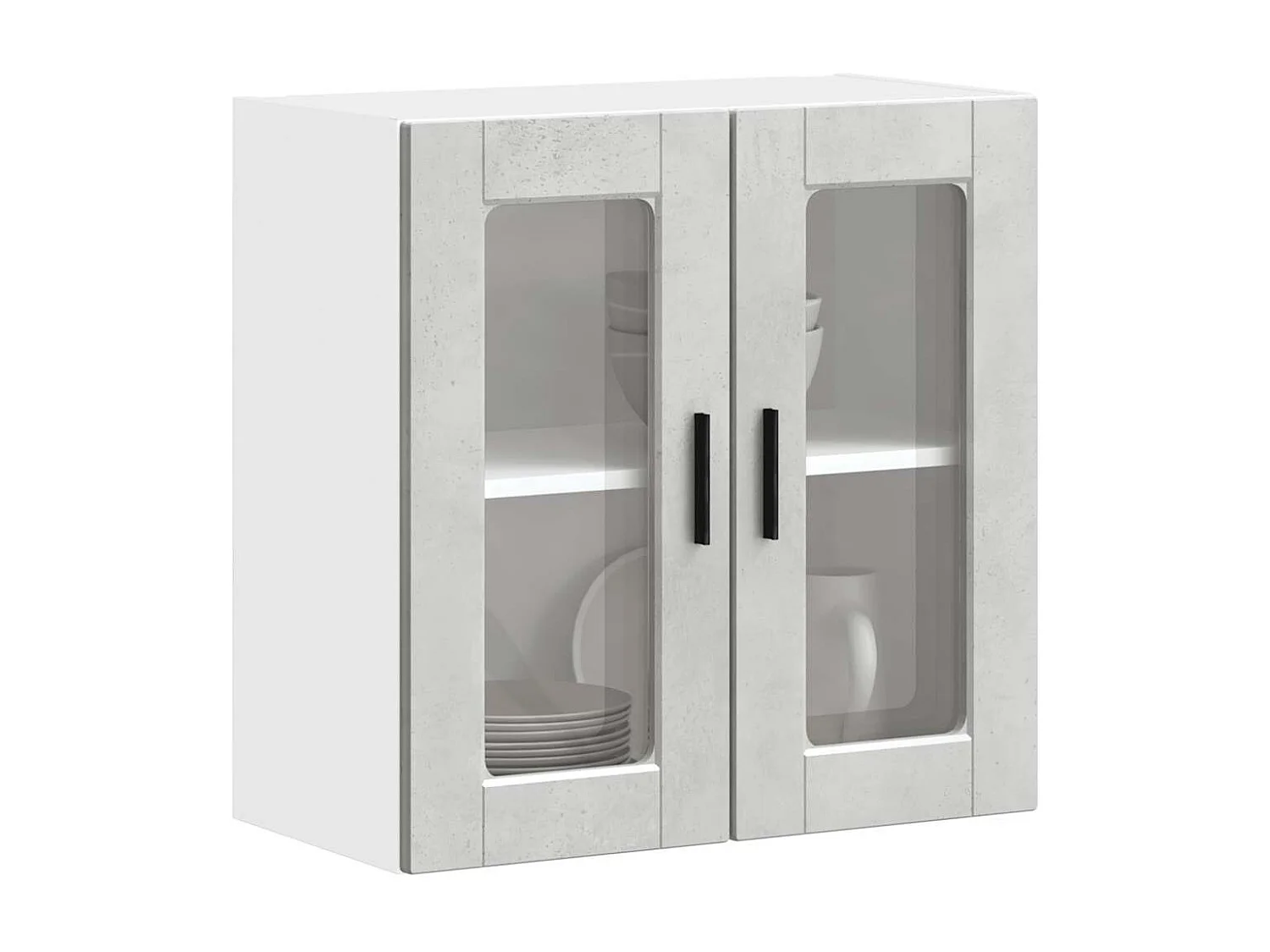 Armoire murale de cuisine avec porte en verre Porto gris béton