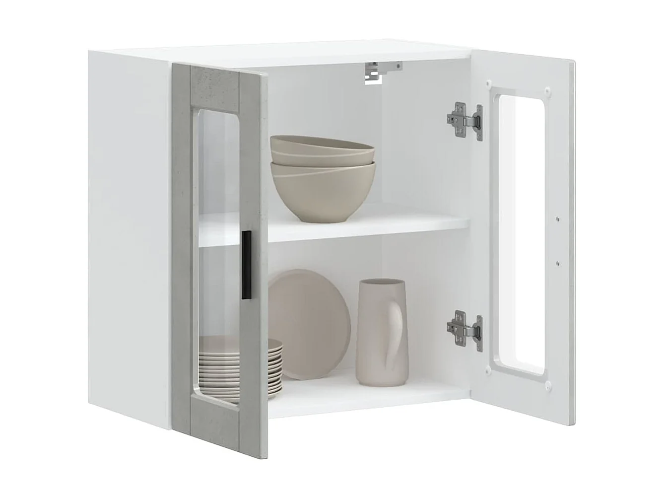 Armoire murale de cuisine avec porte en verre Porto gris béton
