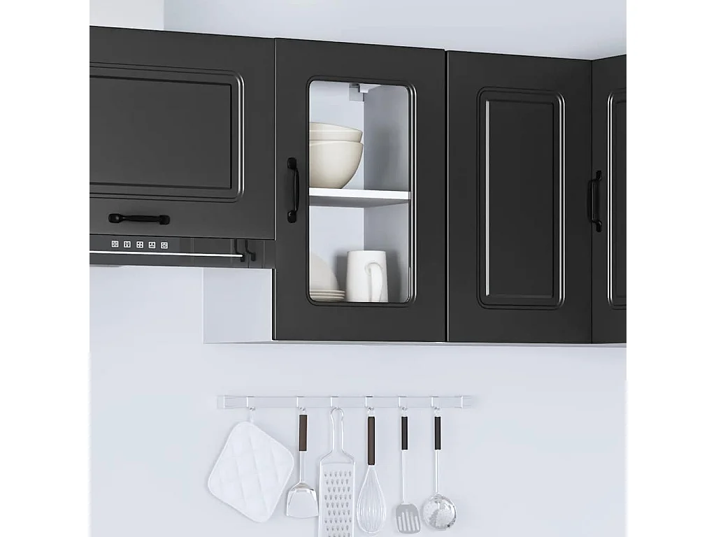 Armoire murale de cuisine avec porte en verre Kalmar noir