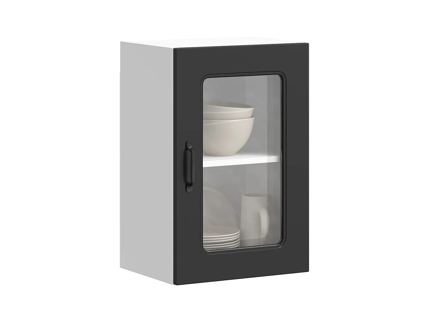 Armário de parede de cozinha porta vidro Kalmar preto
