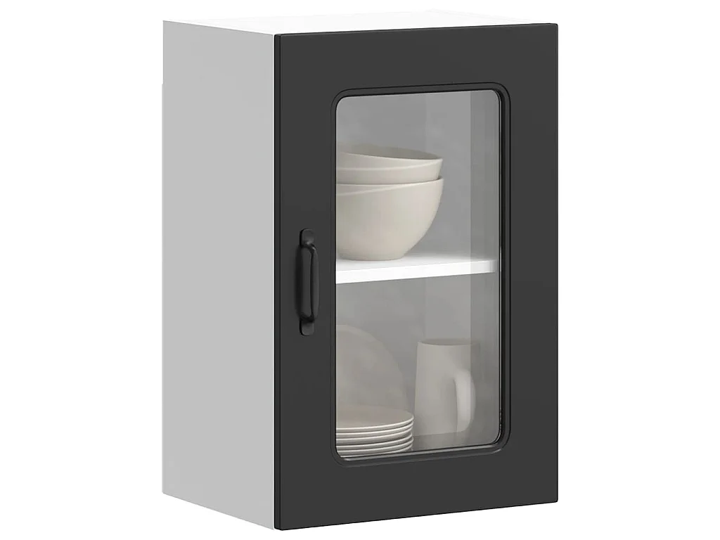 Armoire murale de cuisine avec porte en verre Kalmar noir