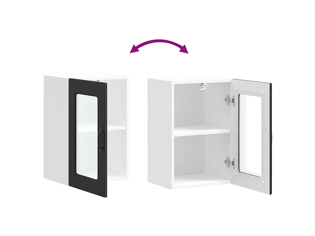 Armoire murale de cuisine avec porte en verre Kalmar noir