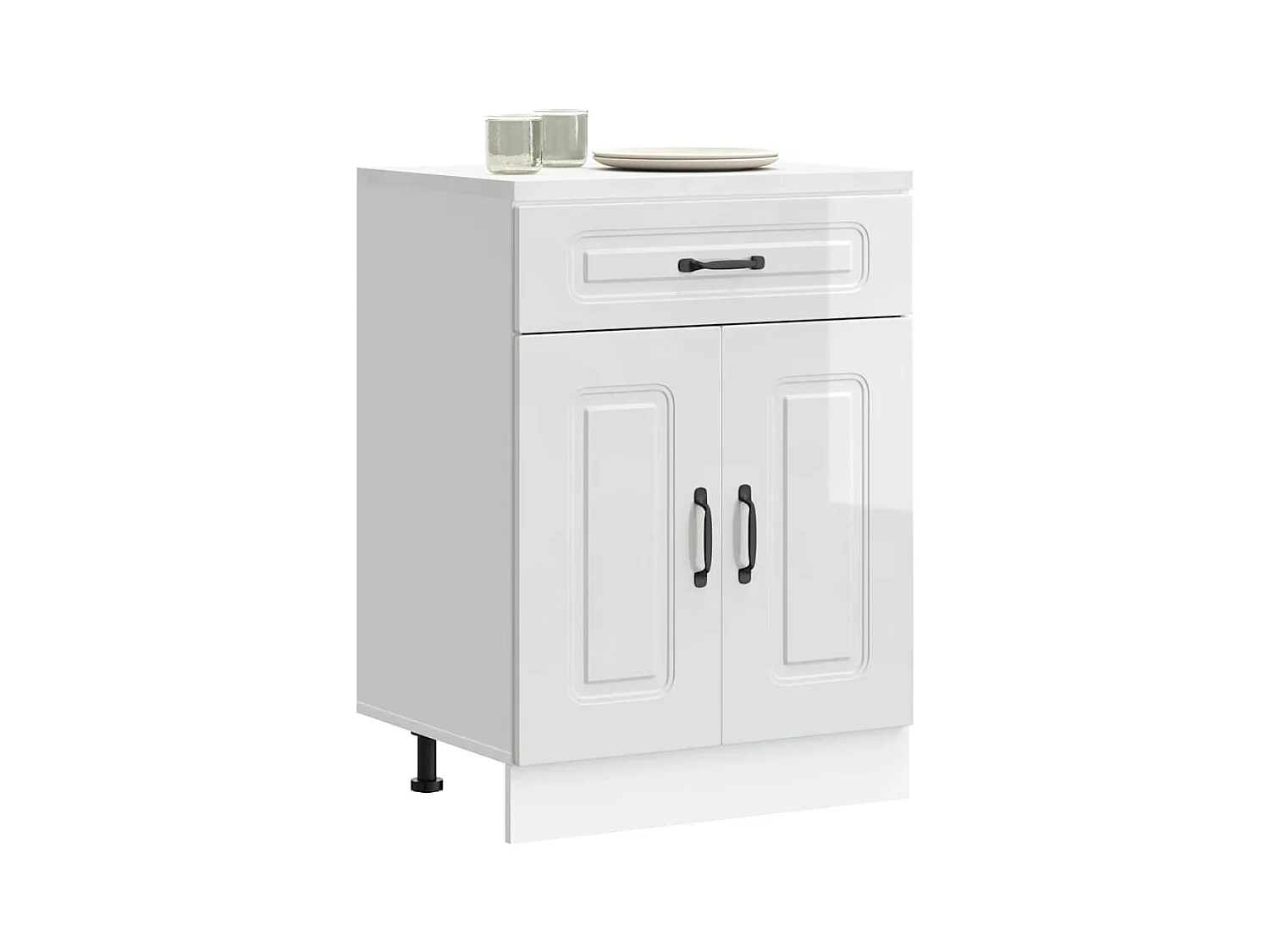 Armoire de cuisine Kalmar blanc brillant bois ingénierie