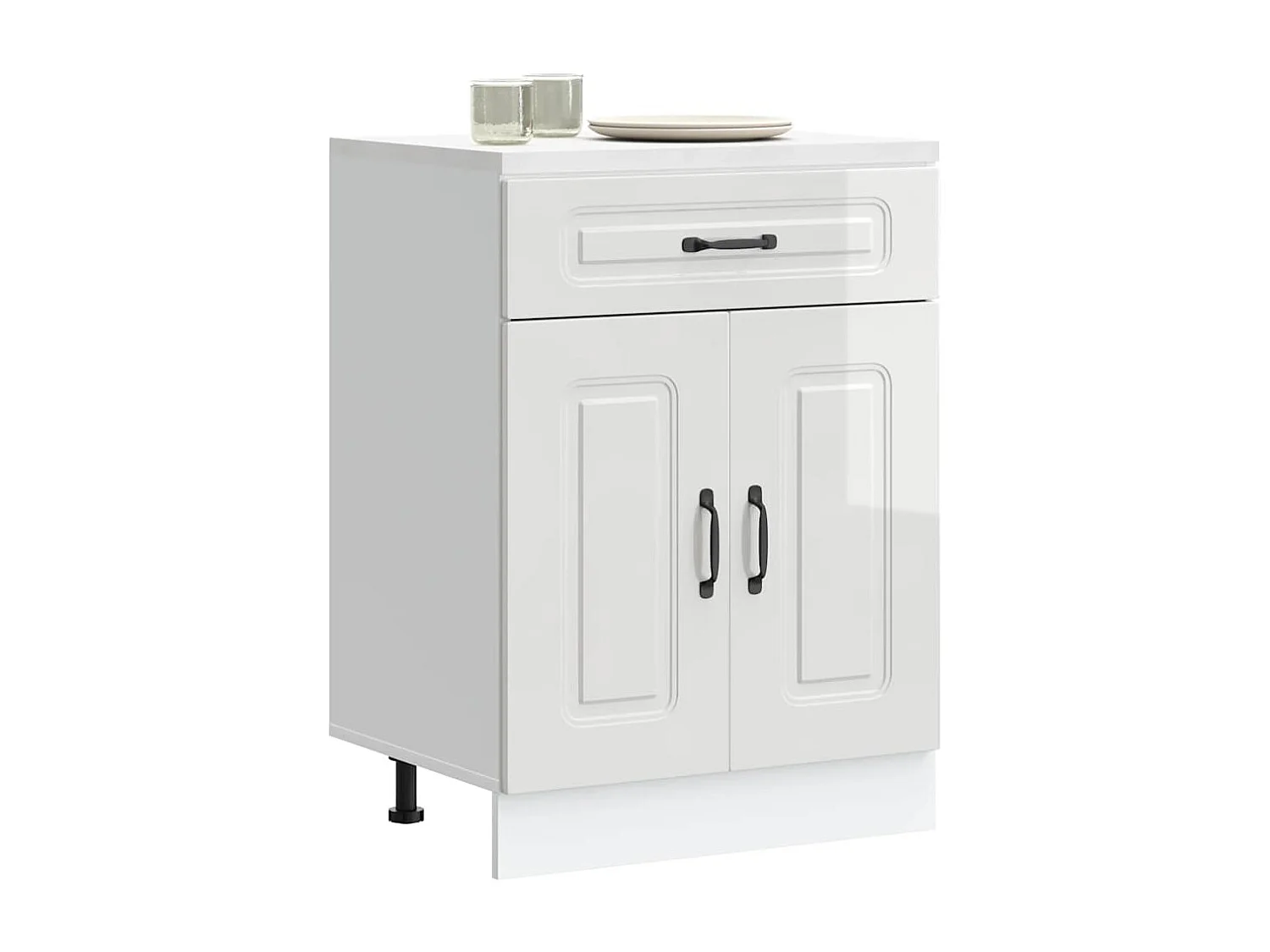 Armoire de cuisine Kalmar blanc brillant bois ingénierie