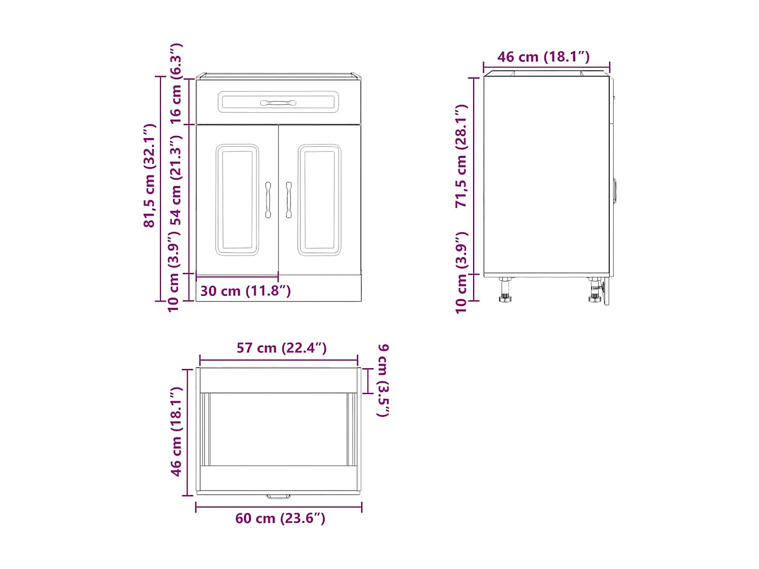 Armoire de cuisine Kalmar blanc brillant bois ingénierie