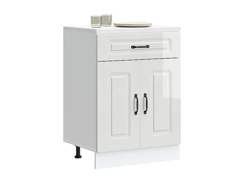 Armoire de cuisine Kalmar blanc brillant bois ingénierie