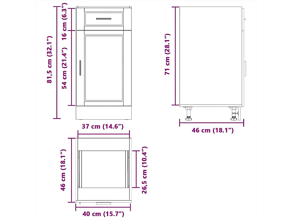Armoire de cuisine Porto vieux bois bois d'ingénierie