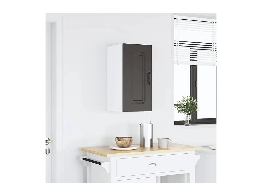 Armoire murale de cuisine Kalmar noir bois d'ingénierie