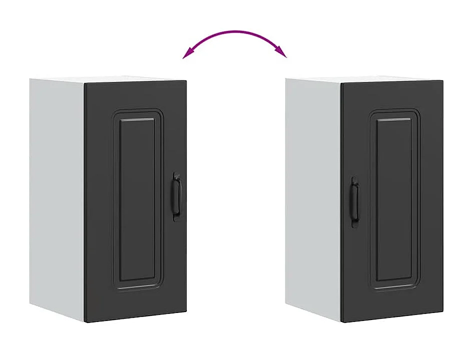 Armoire murale de cuisine Kalmar noir bois d'ingénierie