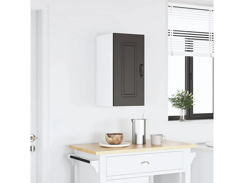 Armoire murale de cuisine Kalmar noir bois d'ingénierie