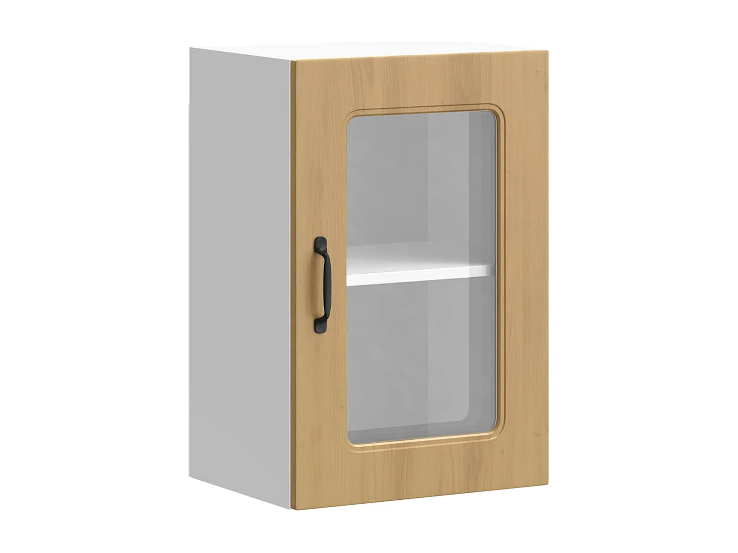 Armoire murale de cuisine avec porte vitrée "Kalmar" Chêne artisanal Bois d'ingénierie