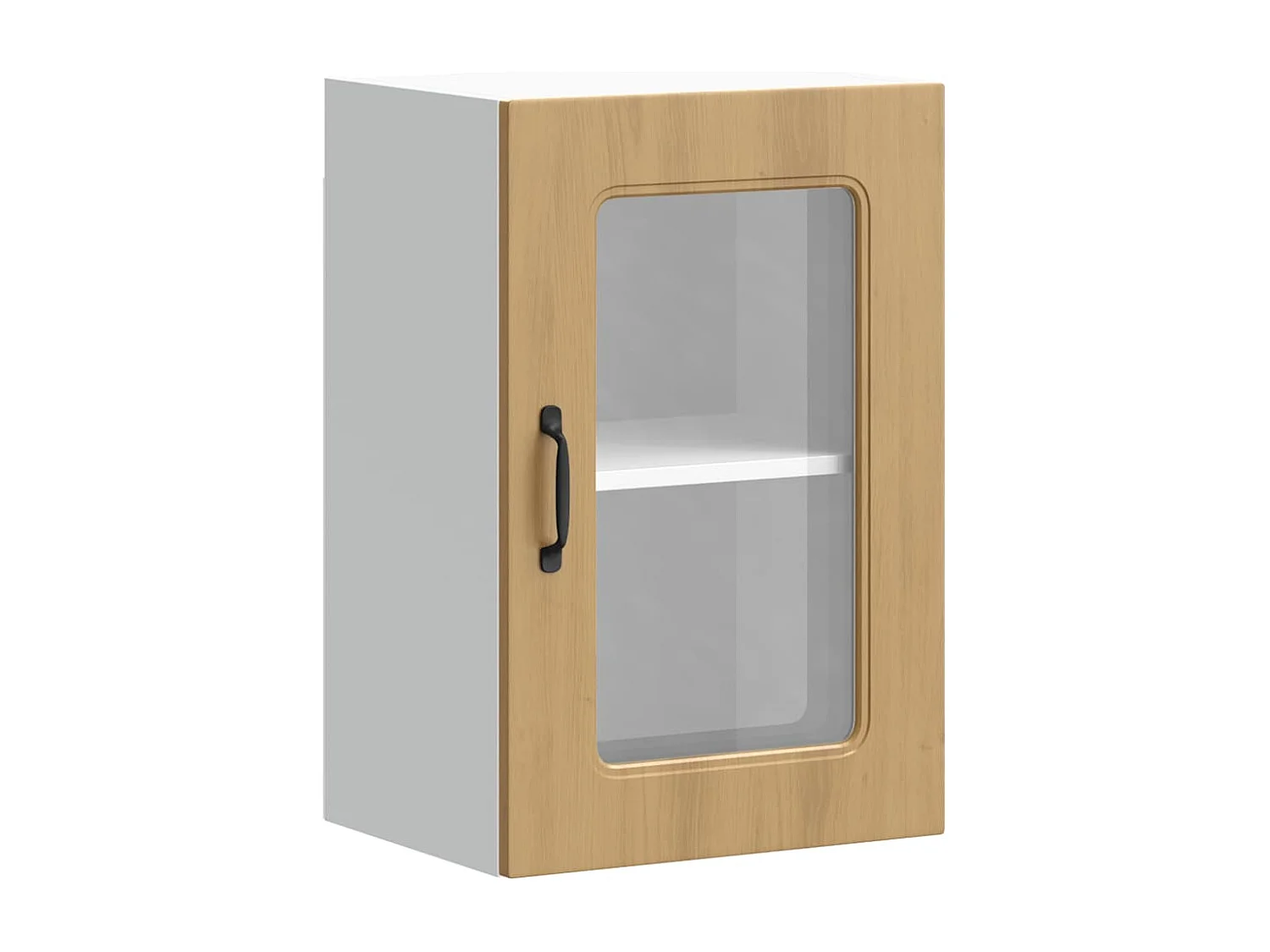 Armoire murale de cuisine avec porte vitrée "Kalmar" Chêne artisanal Bois d'ingénierie