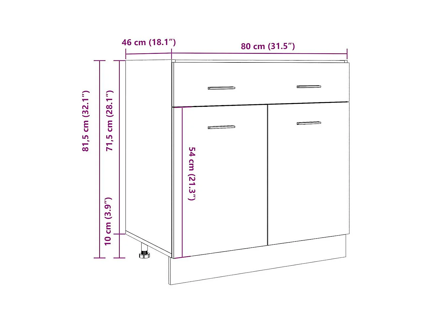 Cassettiera “Lyon” Legno Antico 80x46x81,5 cm