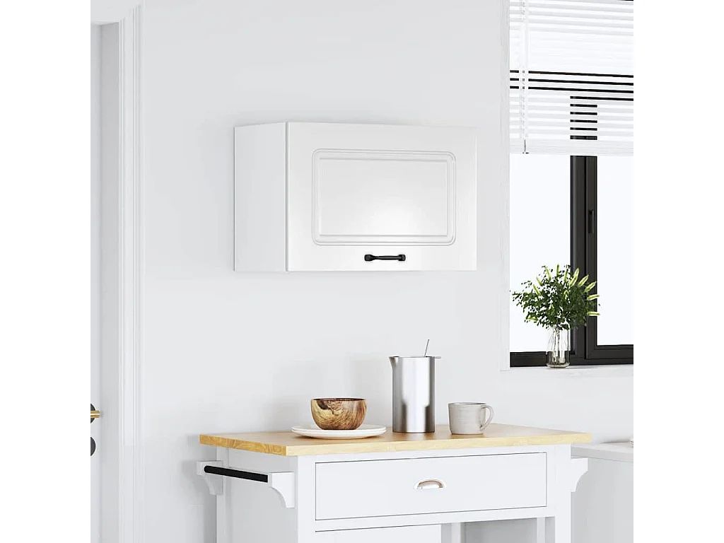 Armoire murale de cuisine Kalmar blanc brillant bois ingénierie