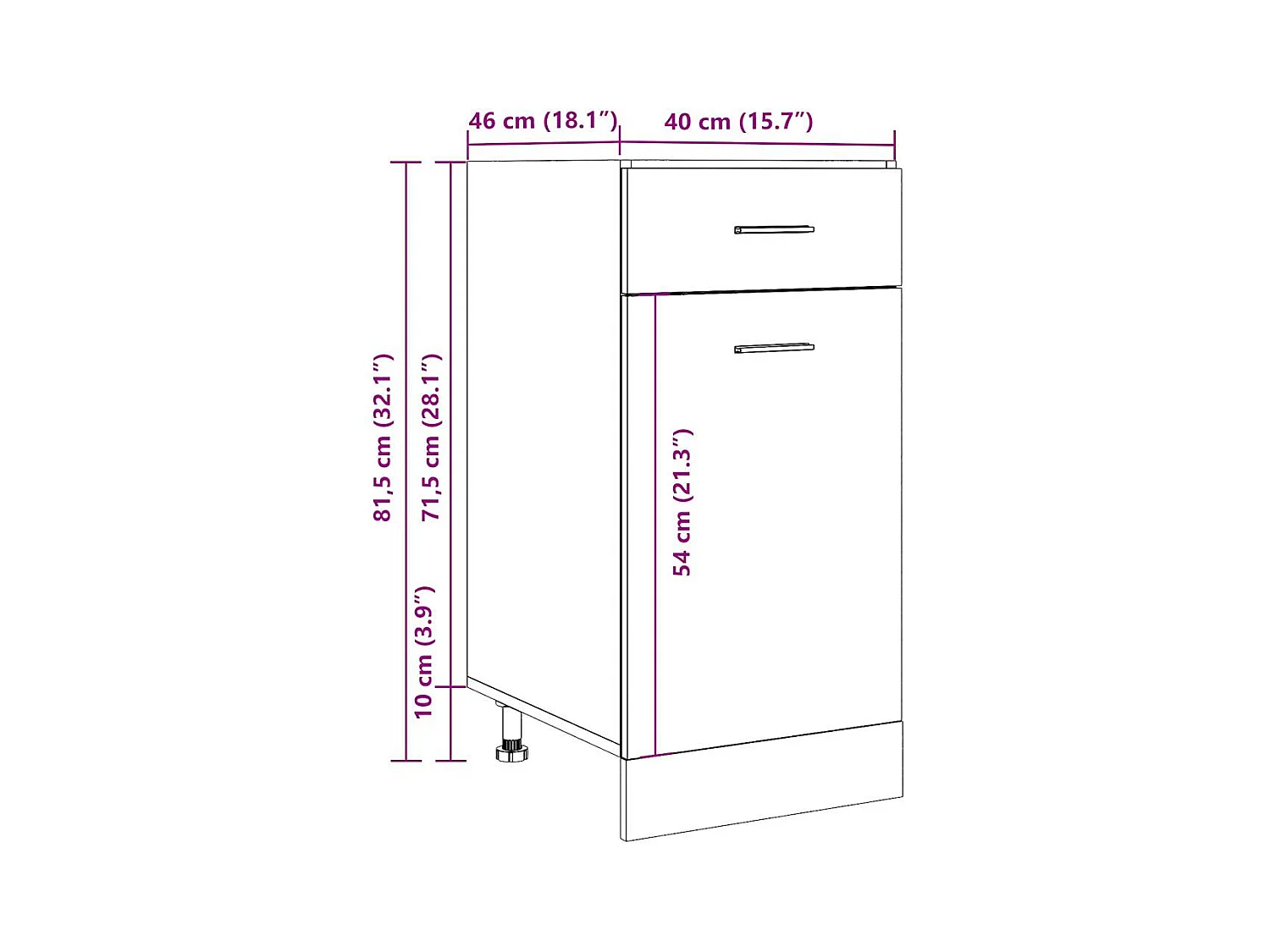 Armoire à tiroirs "Lyon" Gris béton 40 x 46 x 81,5 cm Bois d'ingénierie
