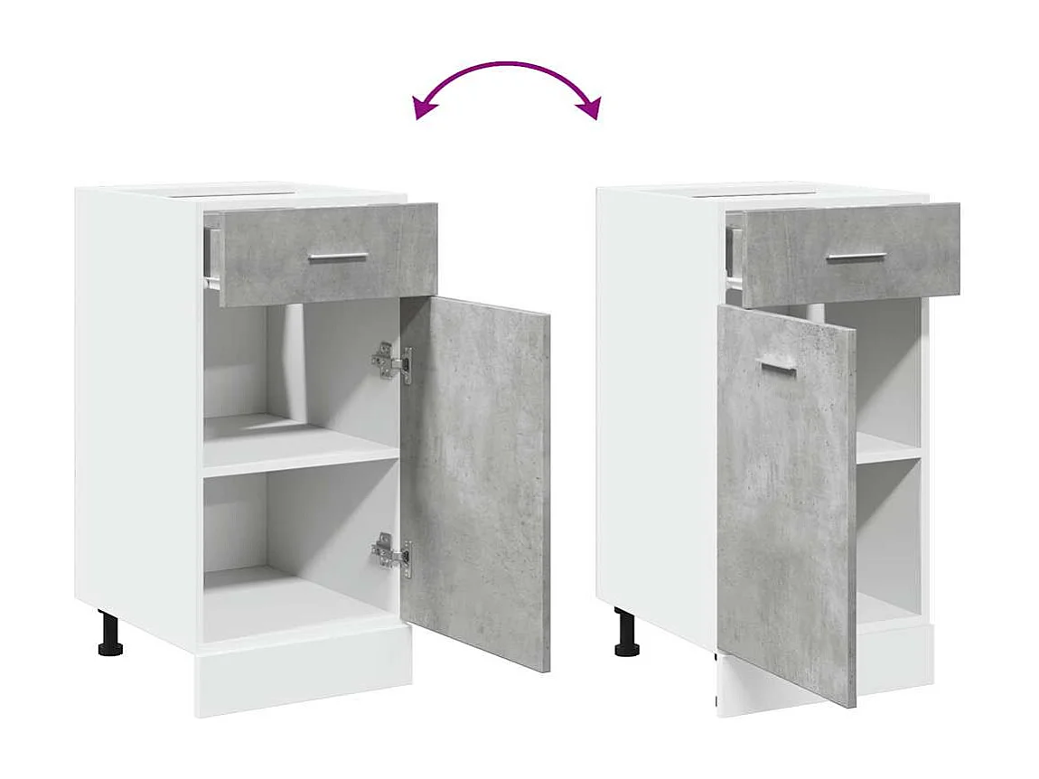 Armoire à tiroirs "Lyon" Gris béton 40 x 46 x 81,5 cm Bois d'ingénierie