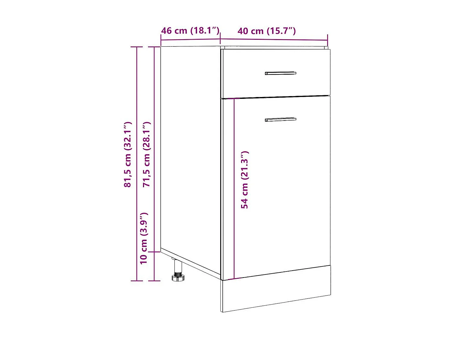 Armoire à tiroirs "Lyon" Gris béton 40 x 46 x 81,5 cm Bois d'ingénierie
