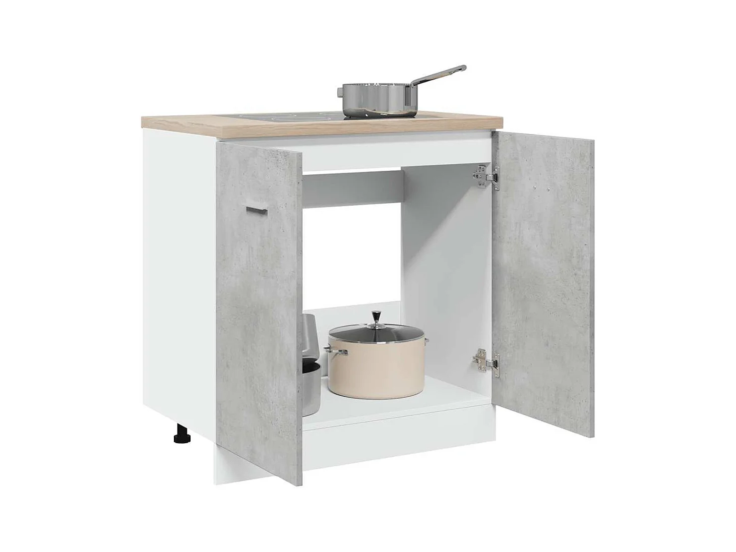Armadio per Lavabo “Lyon” Grigio Cemento 80x46x81,5 cm in