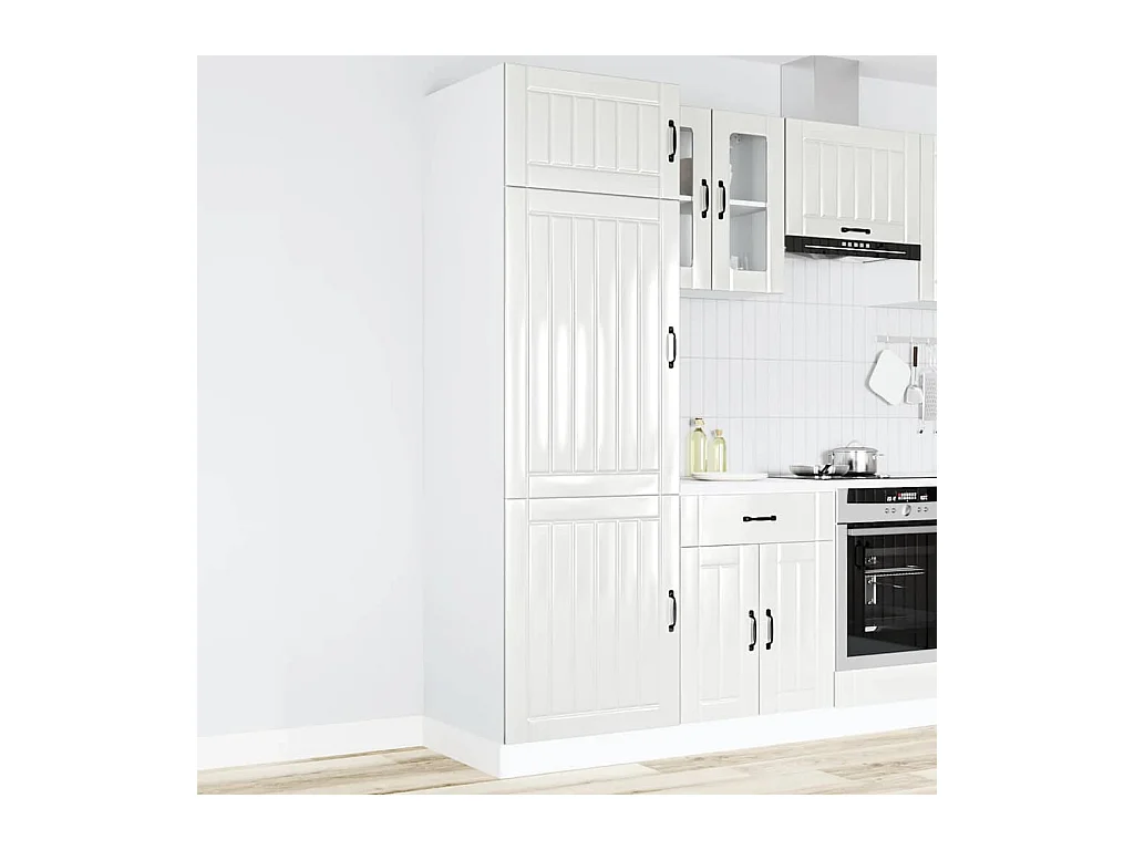 Keukenkast Lucca bewerkt hout hoogglans wit