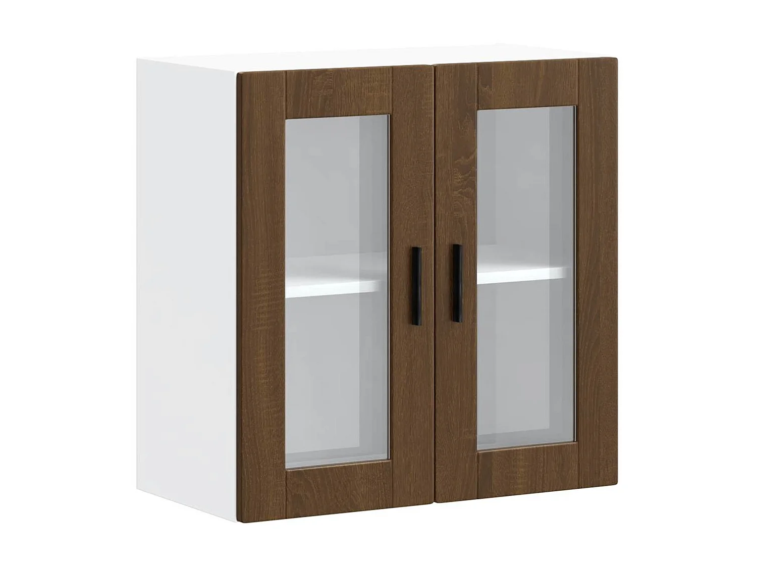 Keukenwandkast met glazen deur Porto bruin eikenkleur