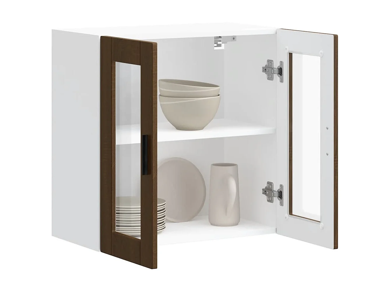 Keukenwandkast met glazen deur Porto bruin eikenkleur