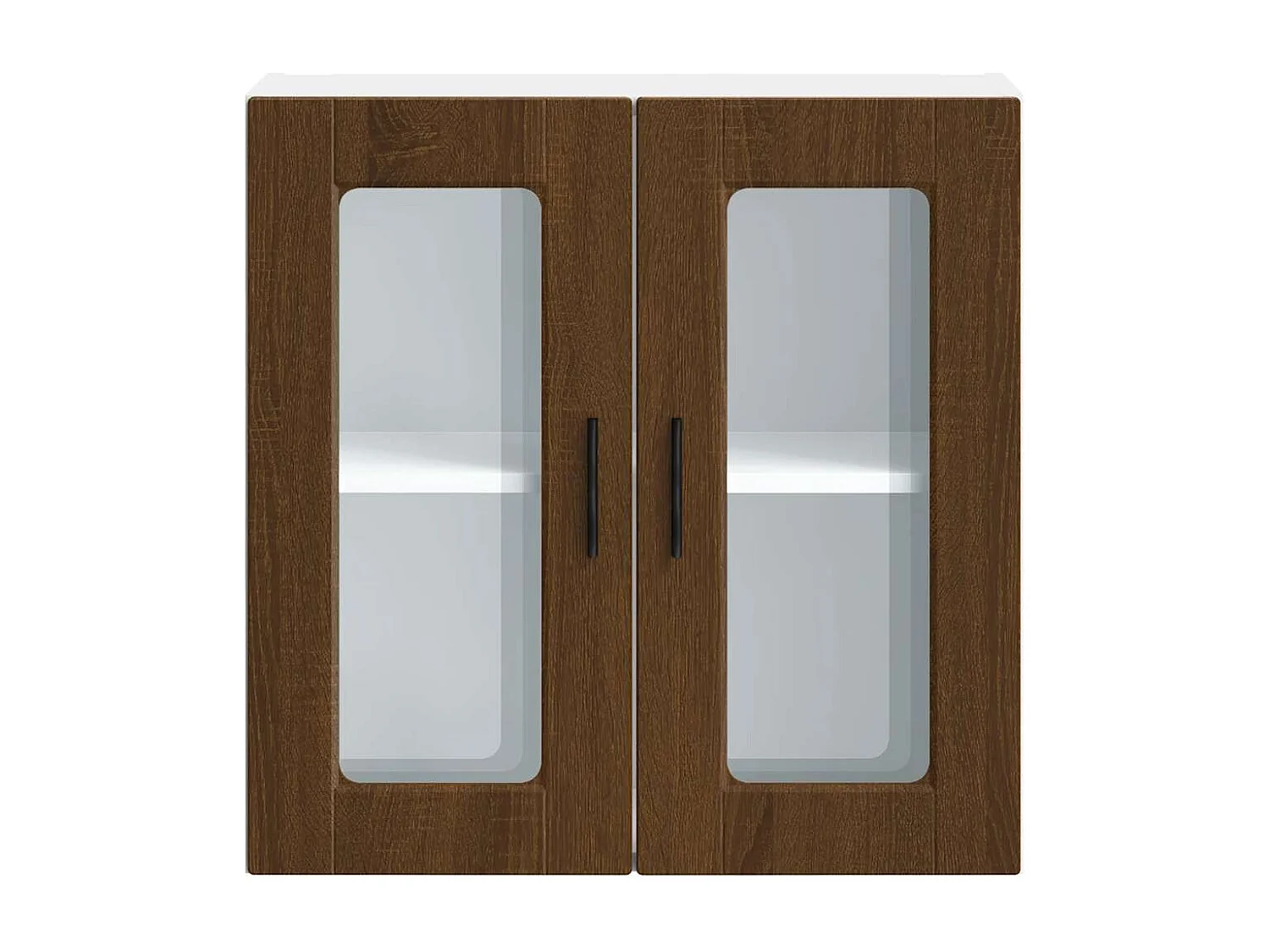 Armoire murale de cuisine et porte en verre Porto chêne marron