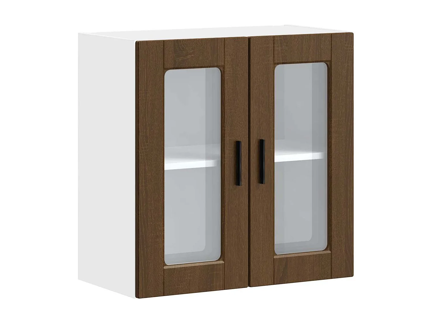 Armoire murale de cuisine et porte en verre Porto chêne marron