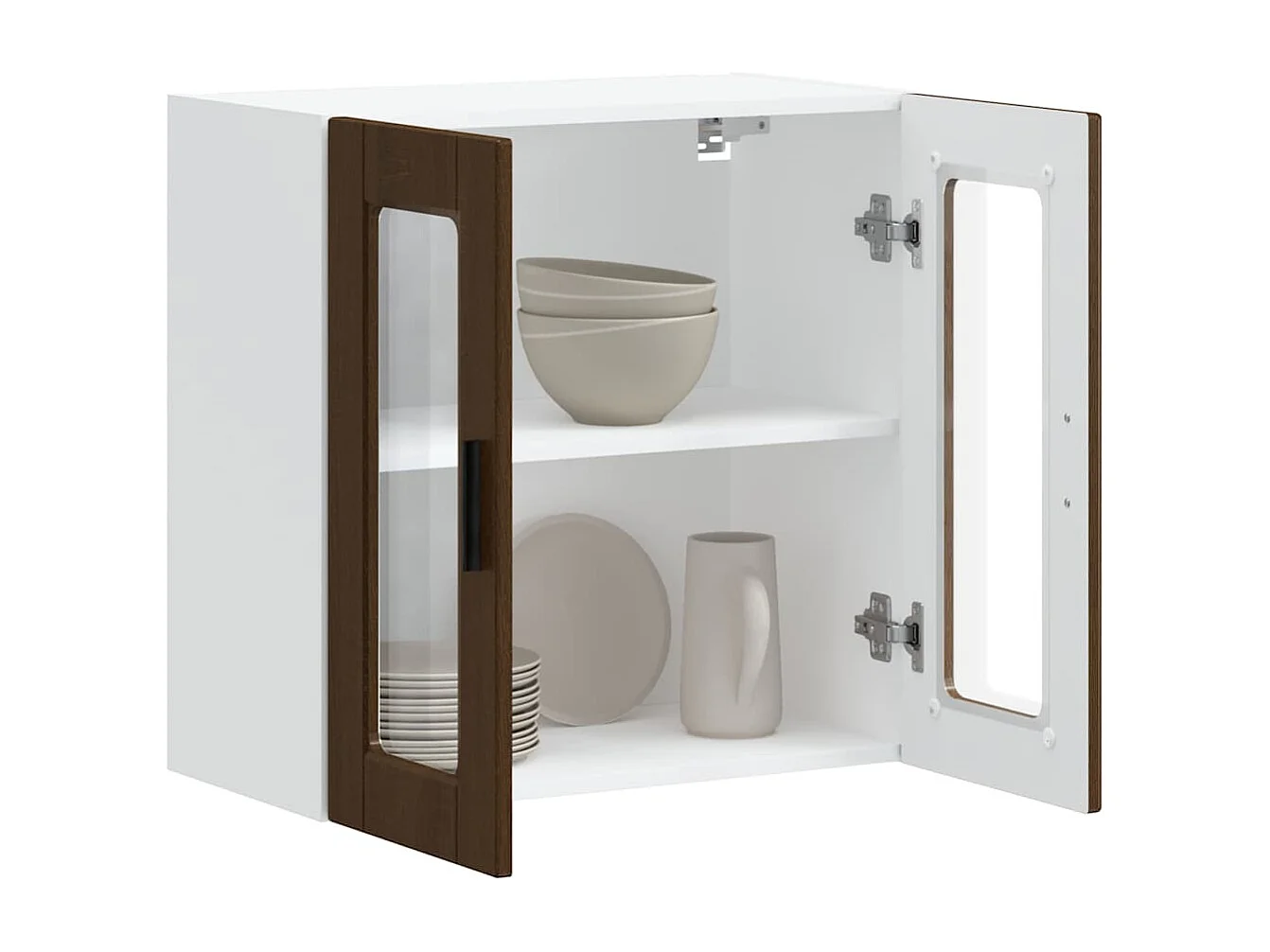 Armoire murale de cuisine et porte en verre Porto chêne marron