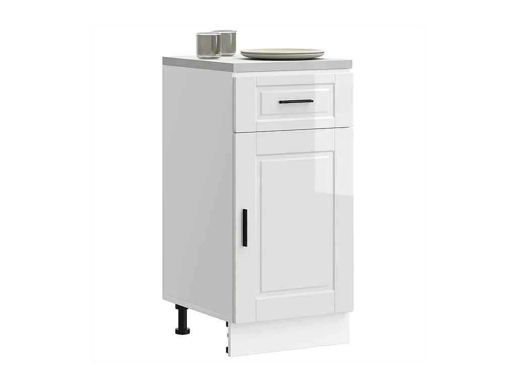 Armoire de cuisine Porto blanc brillant bois ingénierie
