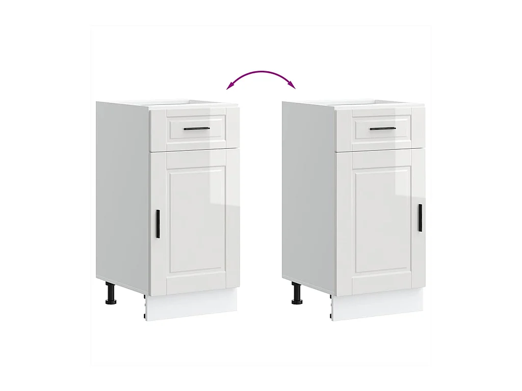 Armoire de cuisine Porto blanc brillant bois ingénierie