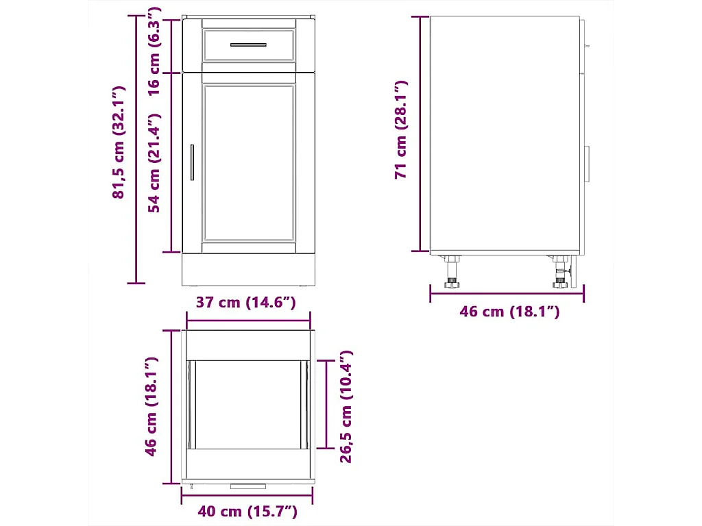 Armoire de cuisine Porto blanc brillant bois ingénierie