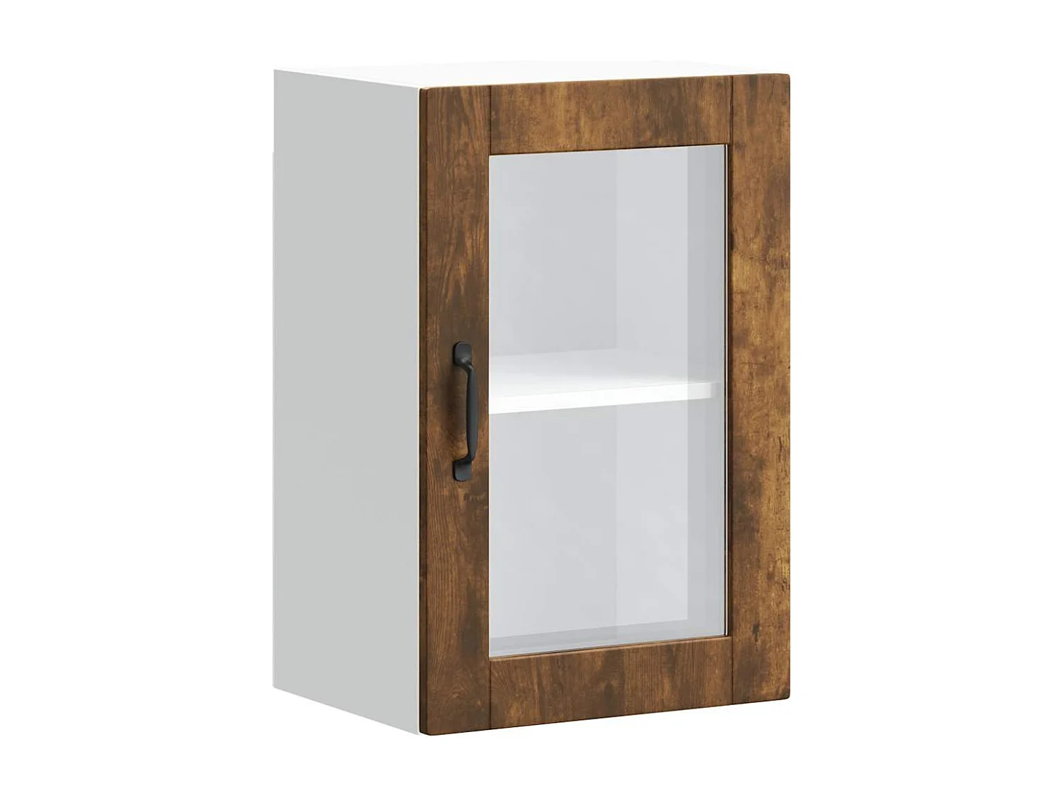 Armoire murale de cuisine avec porte en verre Porto chêne fumé