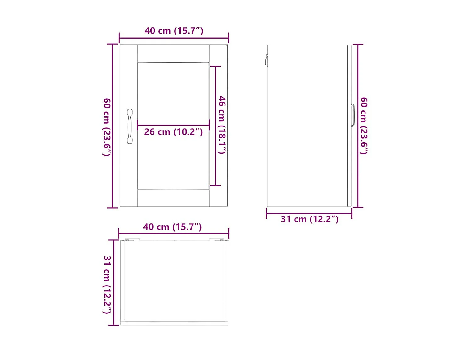 Armoire murale de cuisine avec porte en verre Porto chêne fumé