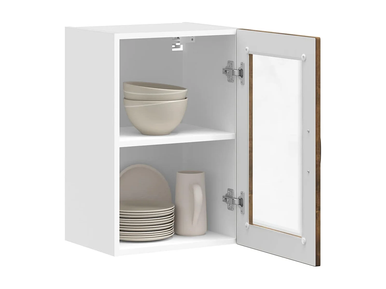 Armoire murale de cuisine avec porte en verre Porto chêne fumé