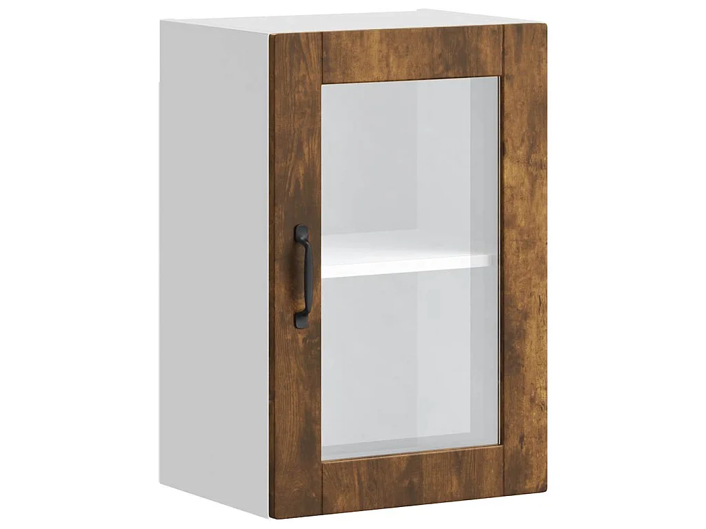 Armoire murale de cuisine avec porte en verre Porto chêne fumé