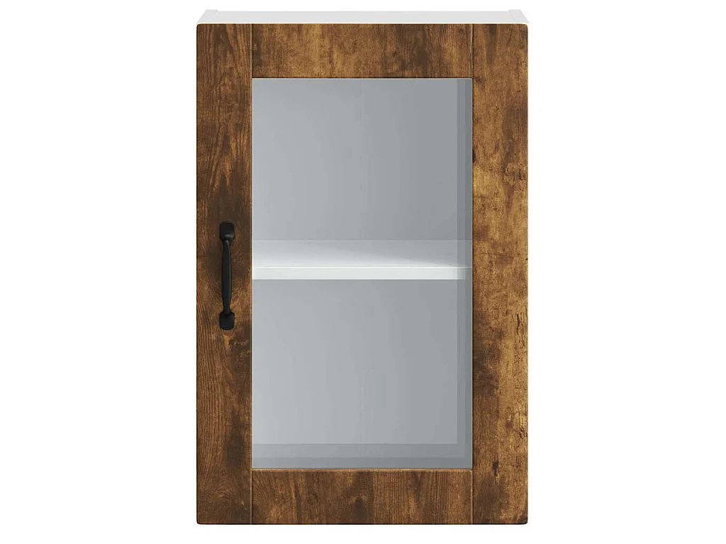 Armoire murale de cuisine avec porte en verre Porto chêne fumé