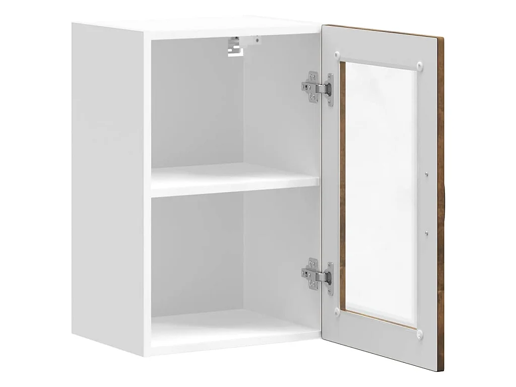 Armoire murale de cuisine avec porte en verre Porto chêne fumé